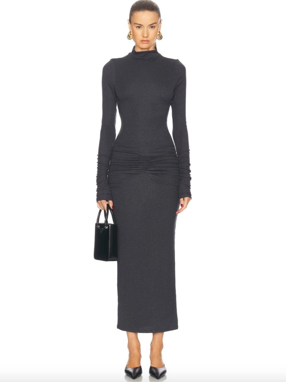 SEROYA Grey Fina Maxi Dress Ruched